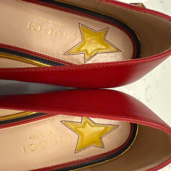 Gucci Flats with Red and Navy Bow - Picture 8 of 15